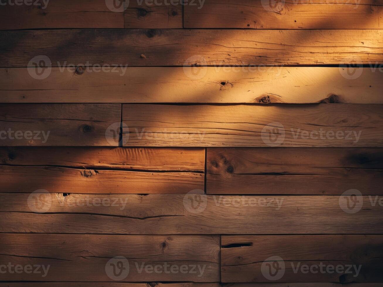 Rustic Wooden Planks Background with Warm Ambient Lighting photo