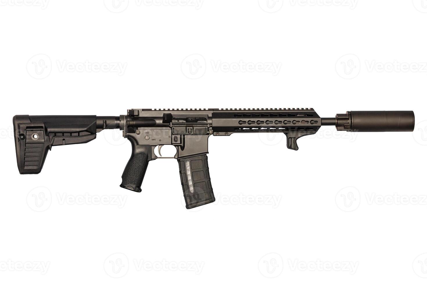 Hunting self-loading carbine black, isolated on a white background. photo