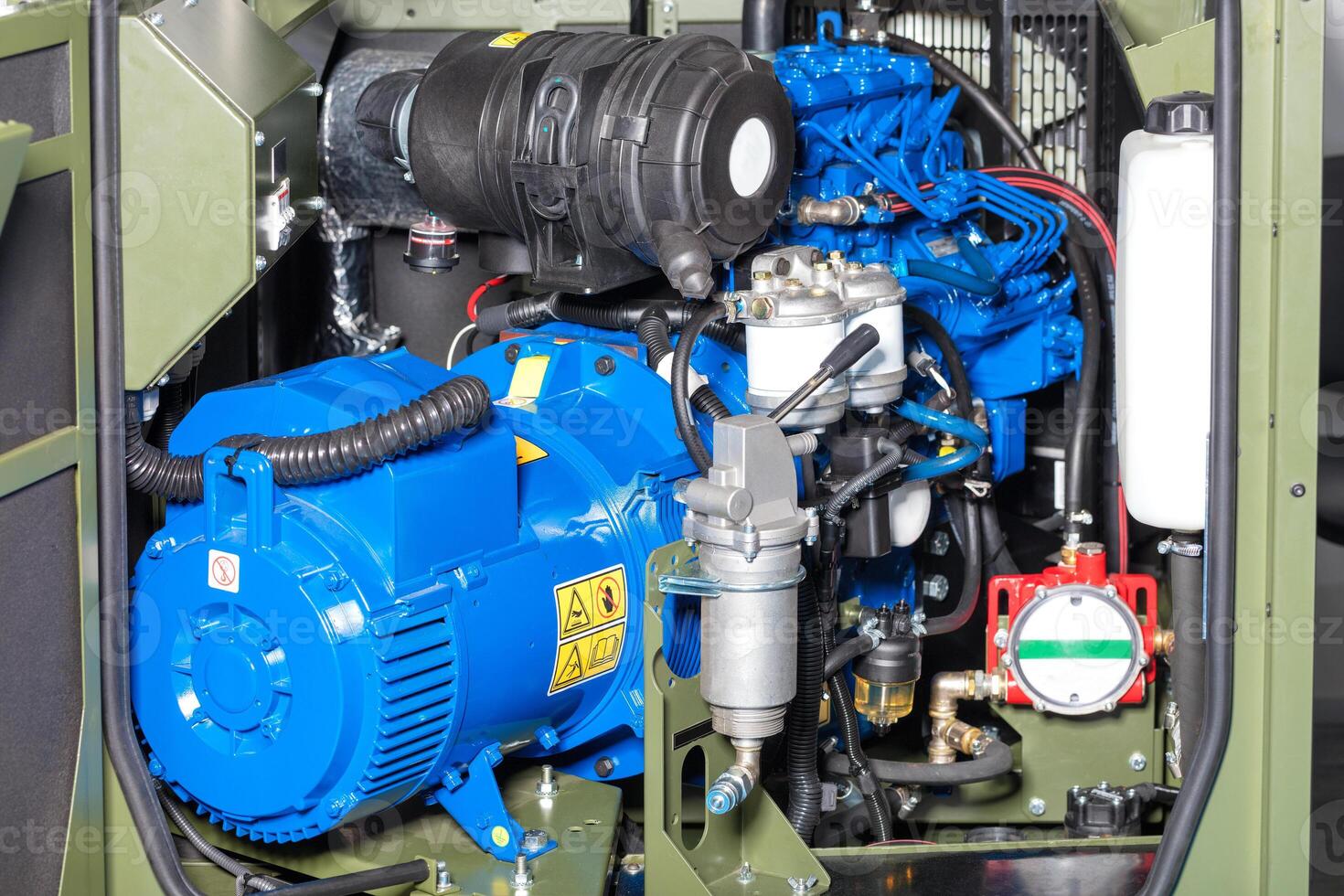 Powerful internal combustion engine on military equipment. photo