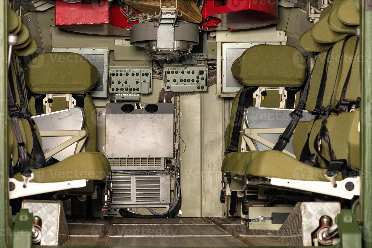 The interior of the interior of an infantry fighting vehicle. photo