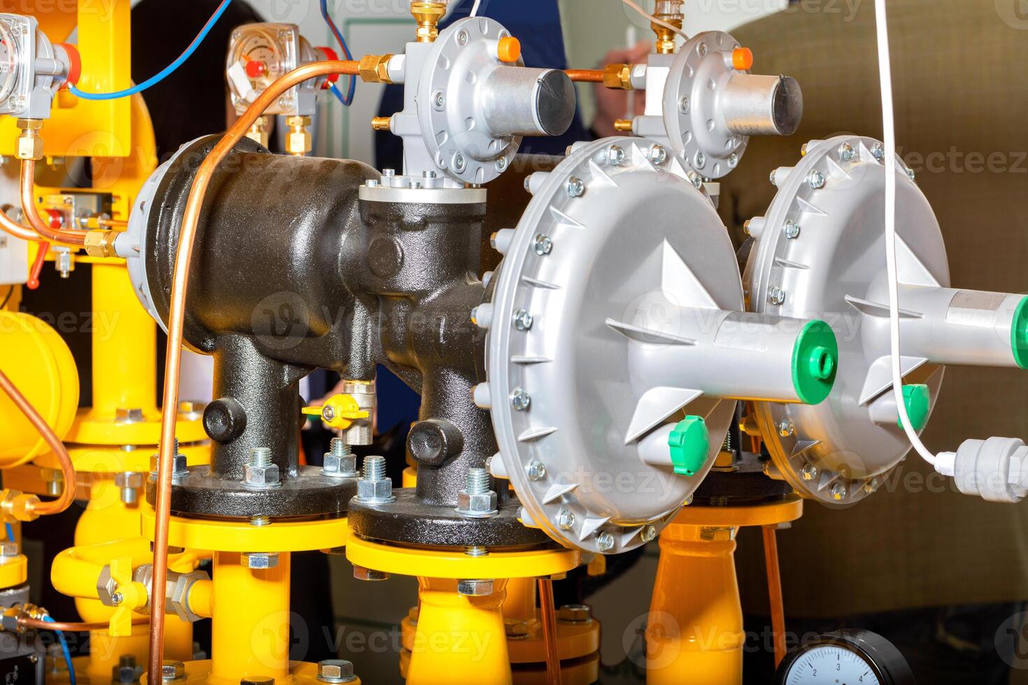 A fragment of a gas control station with gas pressure stabilizers. photo
