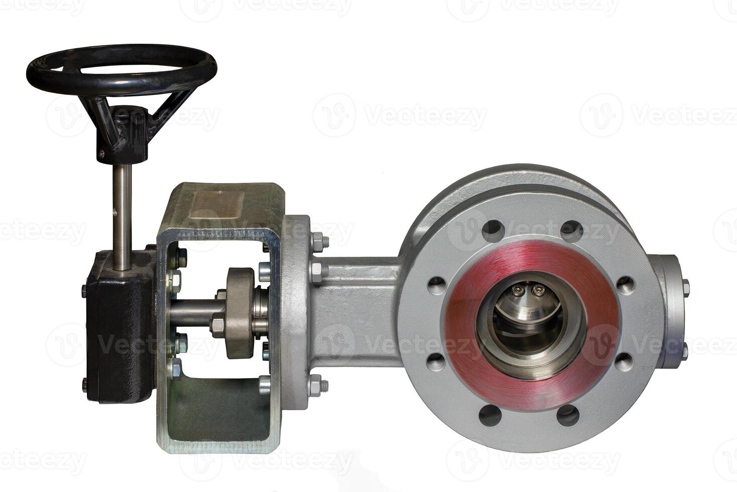 Butterfly valve for shutting off, throttling and regulating the flow of liquids and gases. photo