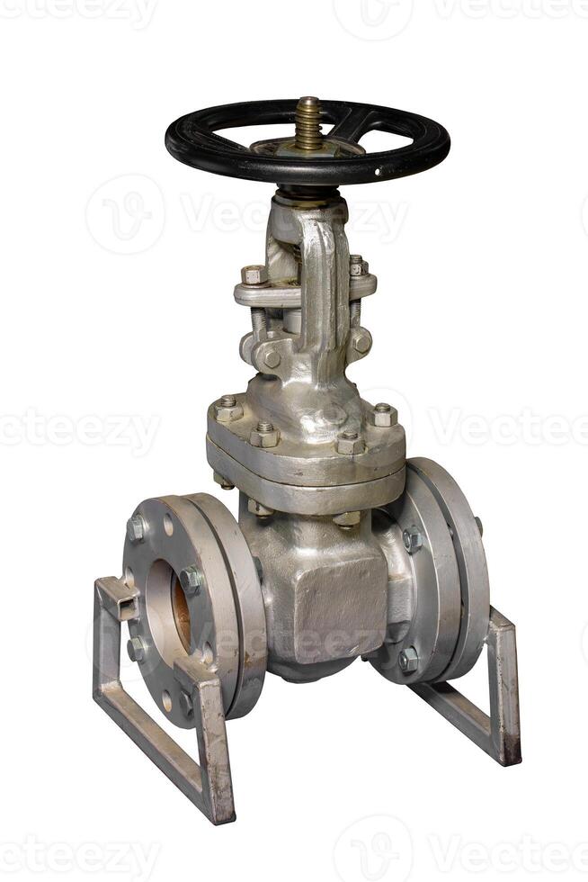 Metal valve with large diameter check valve. Isolated on a white background. photo