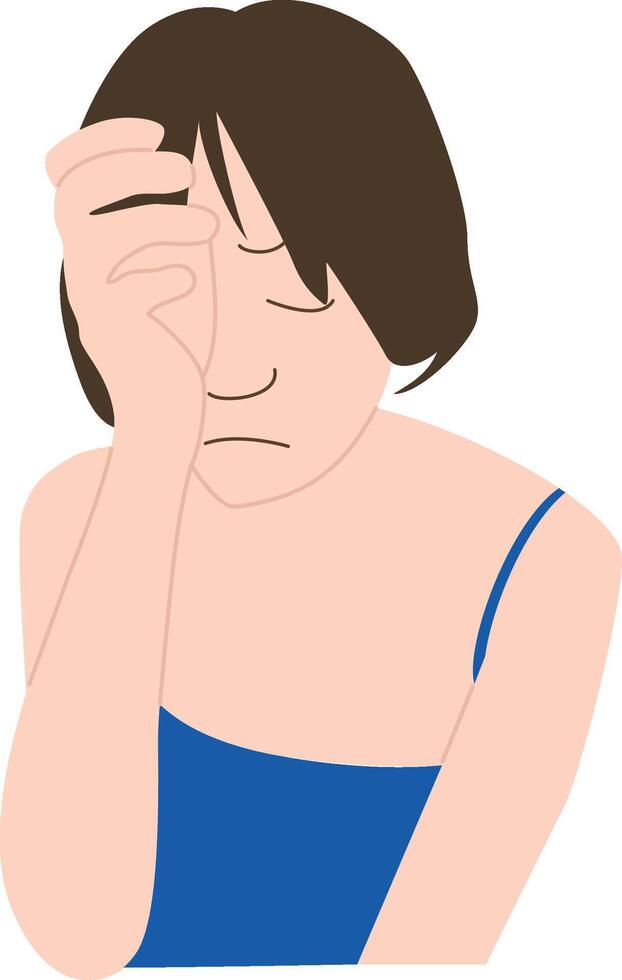 Woman short hair sad Mental Health Illustration vector