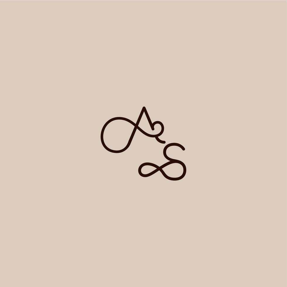 wedding typography monogram luxurious organic style and elegant concept AS dynamic line initial letter vector