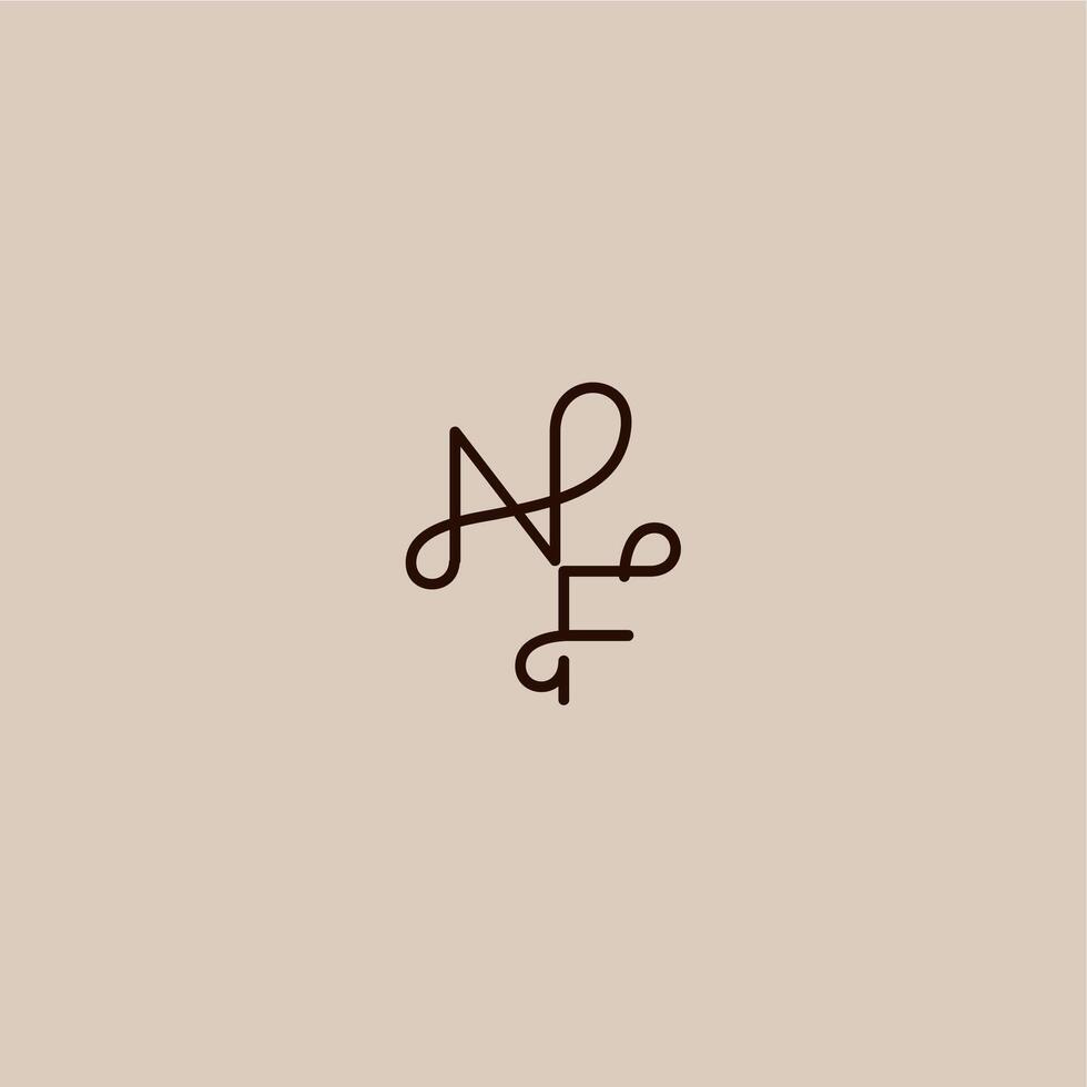 wedding typography monogram luxurious organic style and elegant concept NF dynamic line initial letter vector