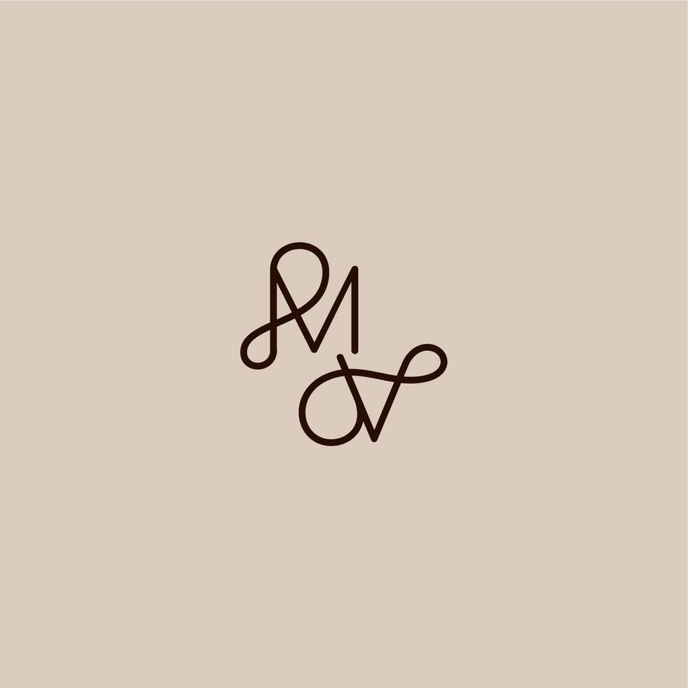 wedding typography monogram luxurious organic style and elegant concept MV dynamic line initial letter vector
