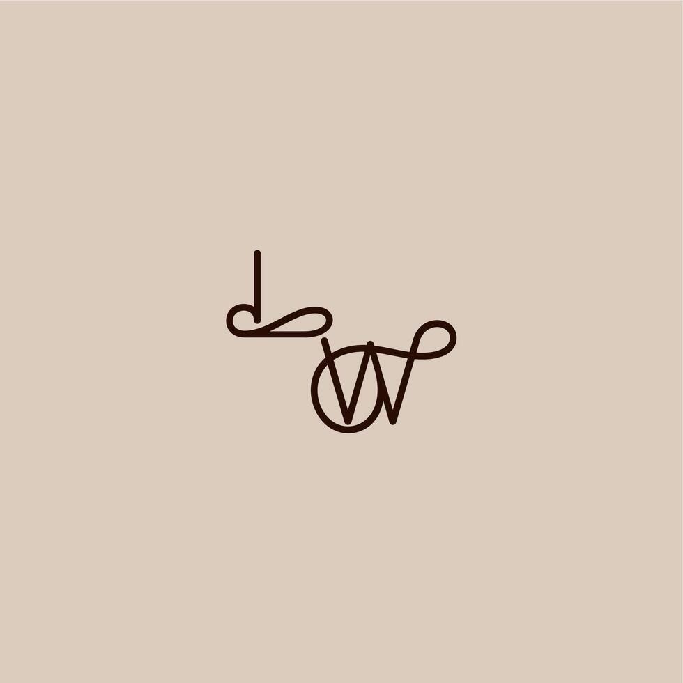 wedding typography monogram luxurious organic style and elegant concept LW dynamic line initial letter vector