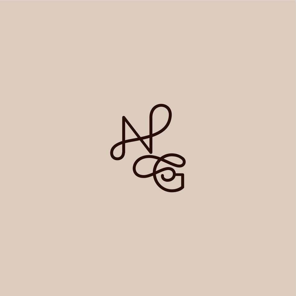 wedding typography monogram luxurious organic style and elegant concept NG dynamic line initial letter vector