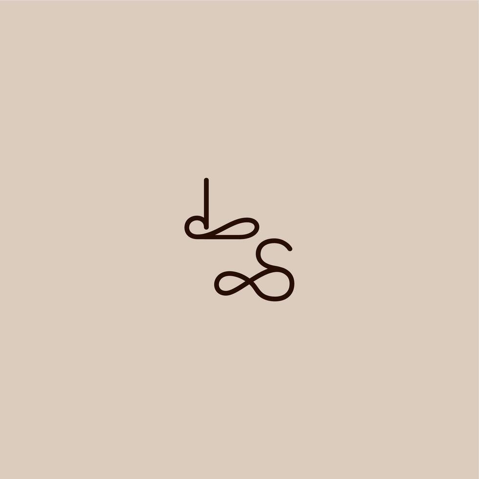 wedding typography monogram luxurious organic style and elegant concept LS dynamic line initial letter vector
