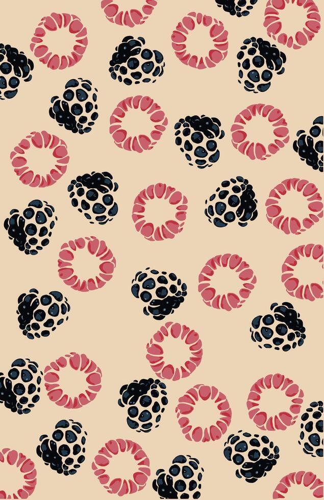 Delicious healthy food Blackberry redberry raspberry fruit on fresh white milk background pattern vector