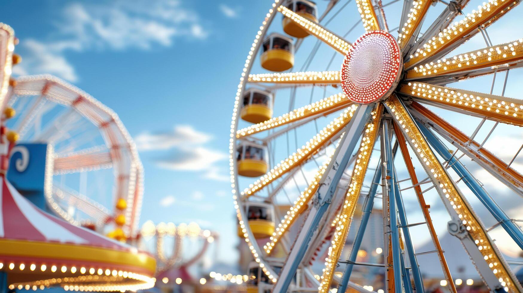 High resolution image of vibrant carnival with Ferris wheel photo