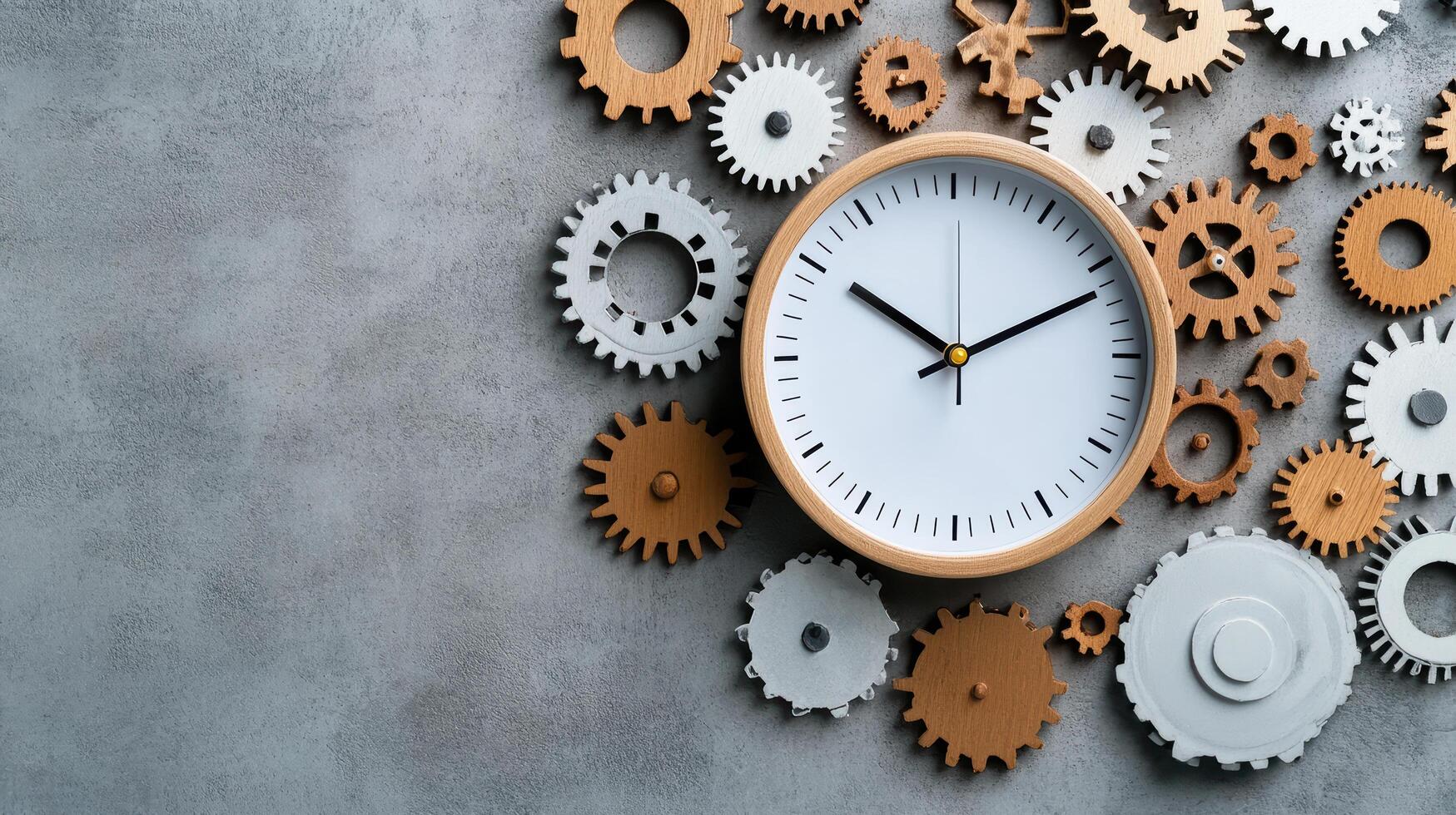 clock with gears and cogs symbolizing mechanics of time photo