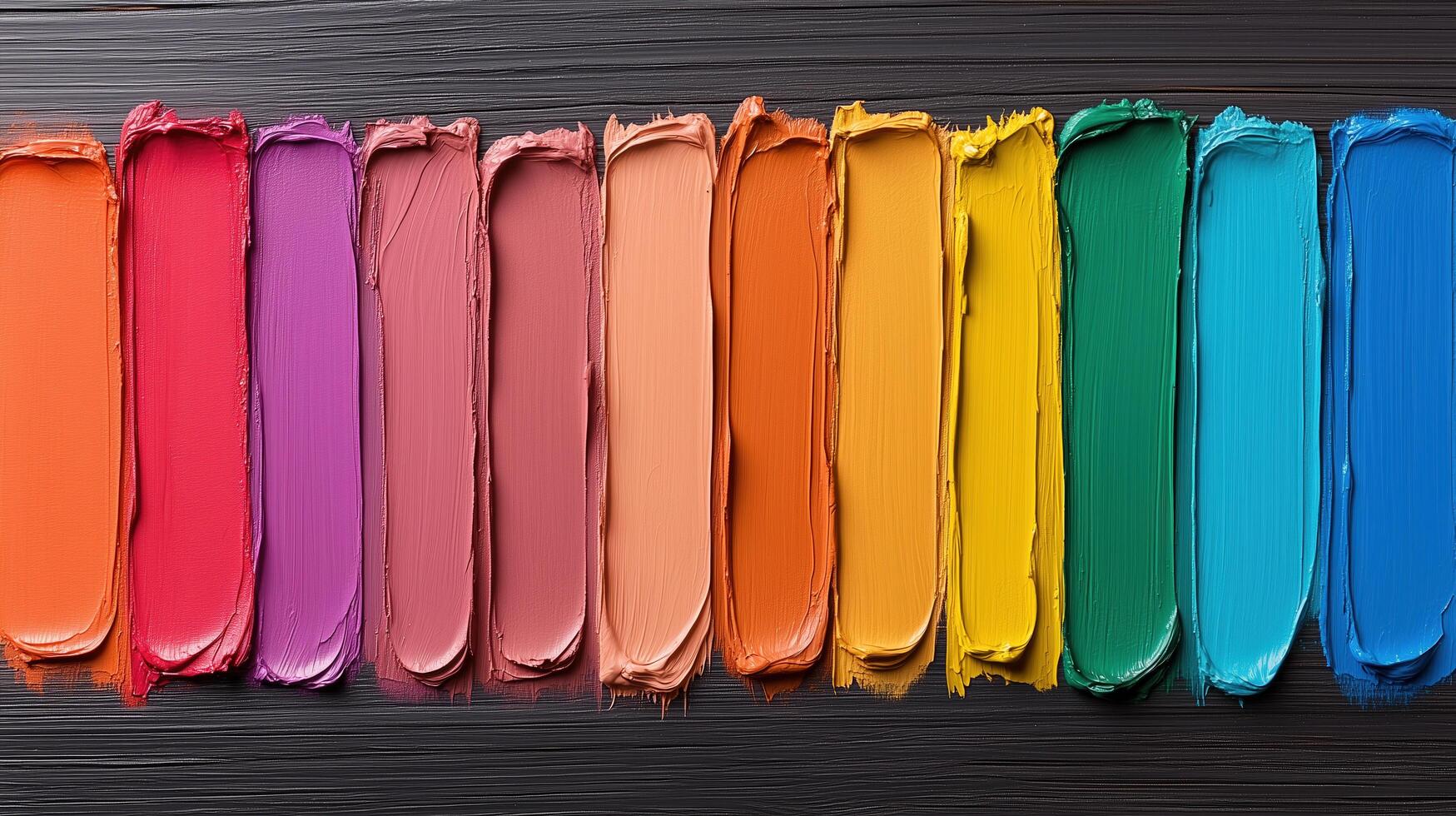 Vibrant color palette with paint swatches in various shades and hues photo
