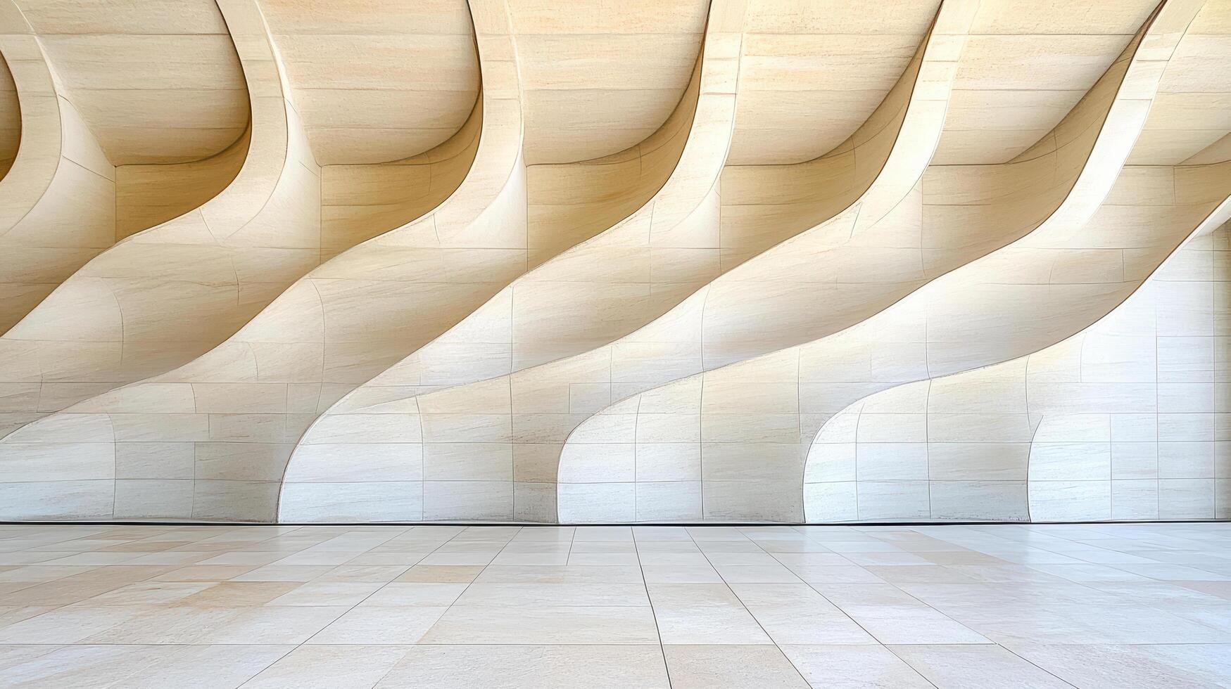 Sleek architectural design with flowing curves and smooth surfaces photo