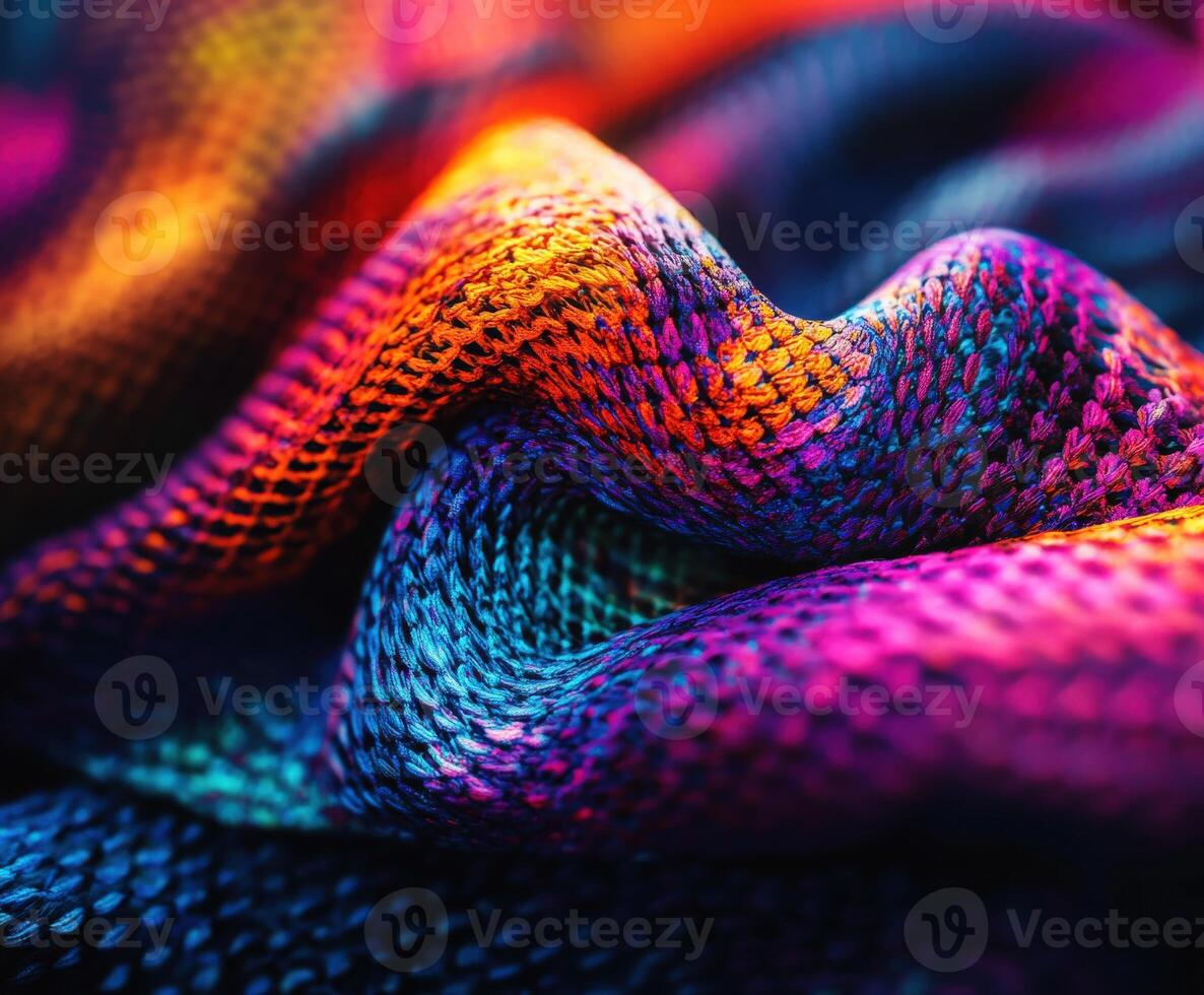 Colorful textured fabric showcases vibrant patterns and intricate weaves photo