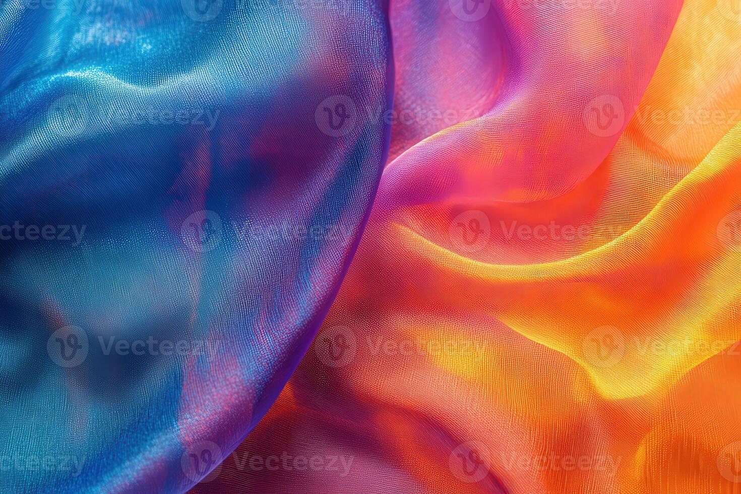 Colorful silk fabric with vibrant hues creating a rich texture experience photo