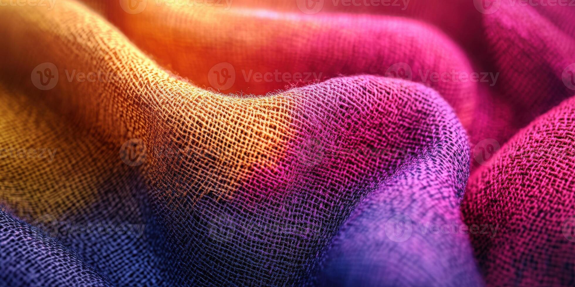 Colorful fabric texture displaying vibrant shades in unique patterns photo