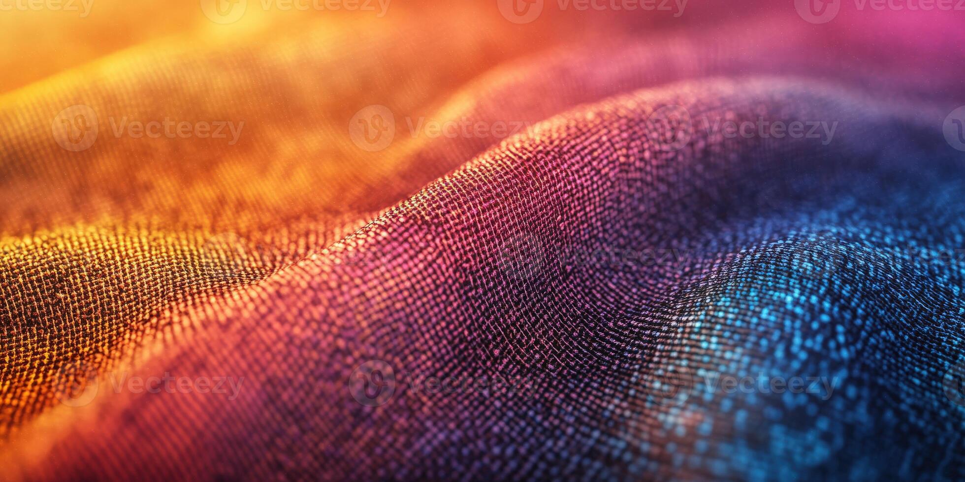 Colorful fabric texture with vibrant patterns and waves in soft light photo