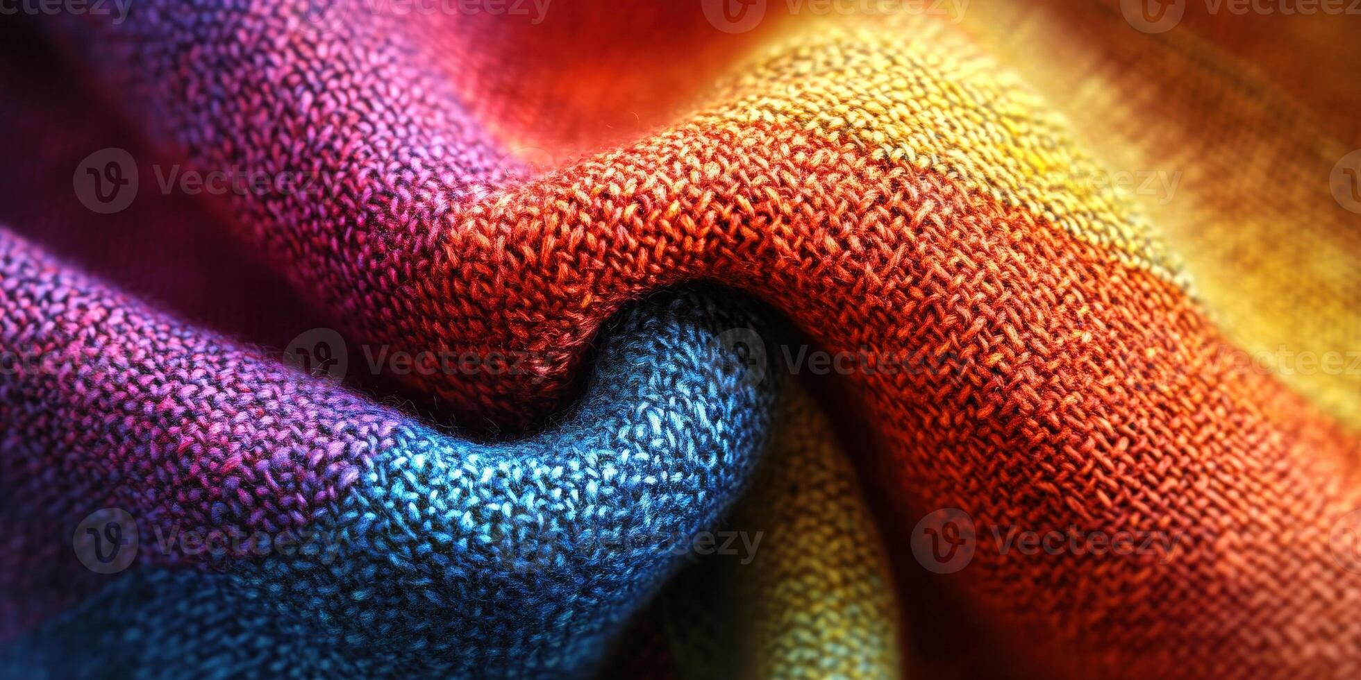 Vibrant woven fabric showcasing a blend of colors in textile design photo