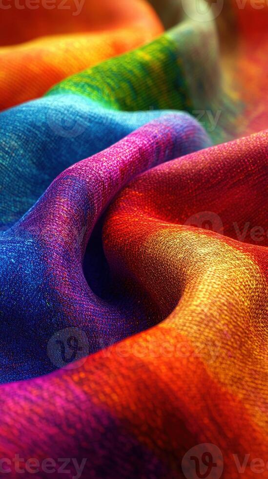 Vibrant multicolored fabric showcasing rich textures and patterns photo