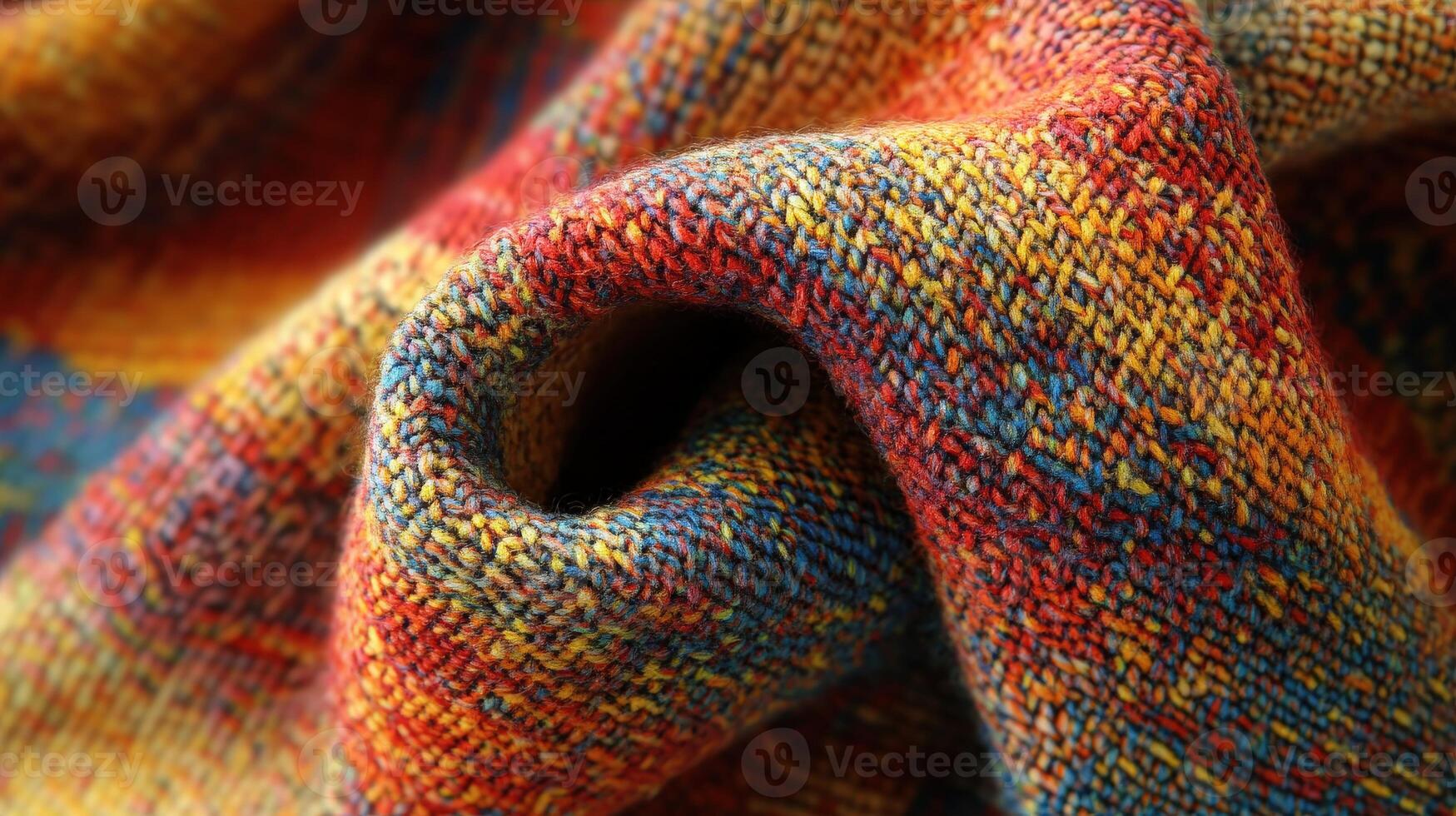 Textured fabric displays vibrant colors and intricate patterns photo