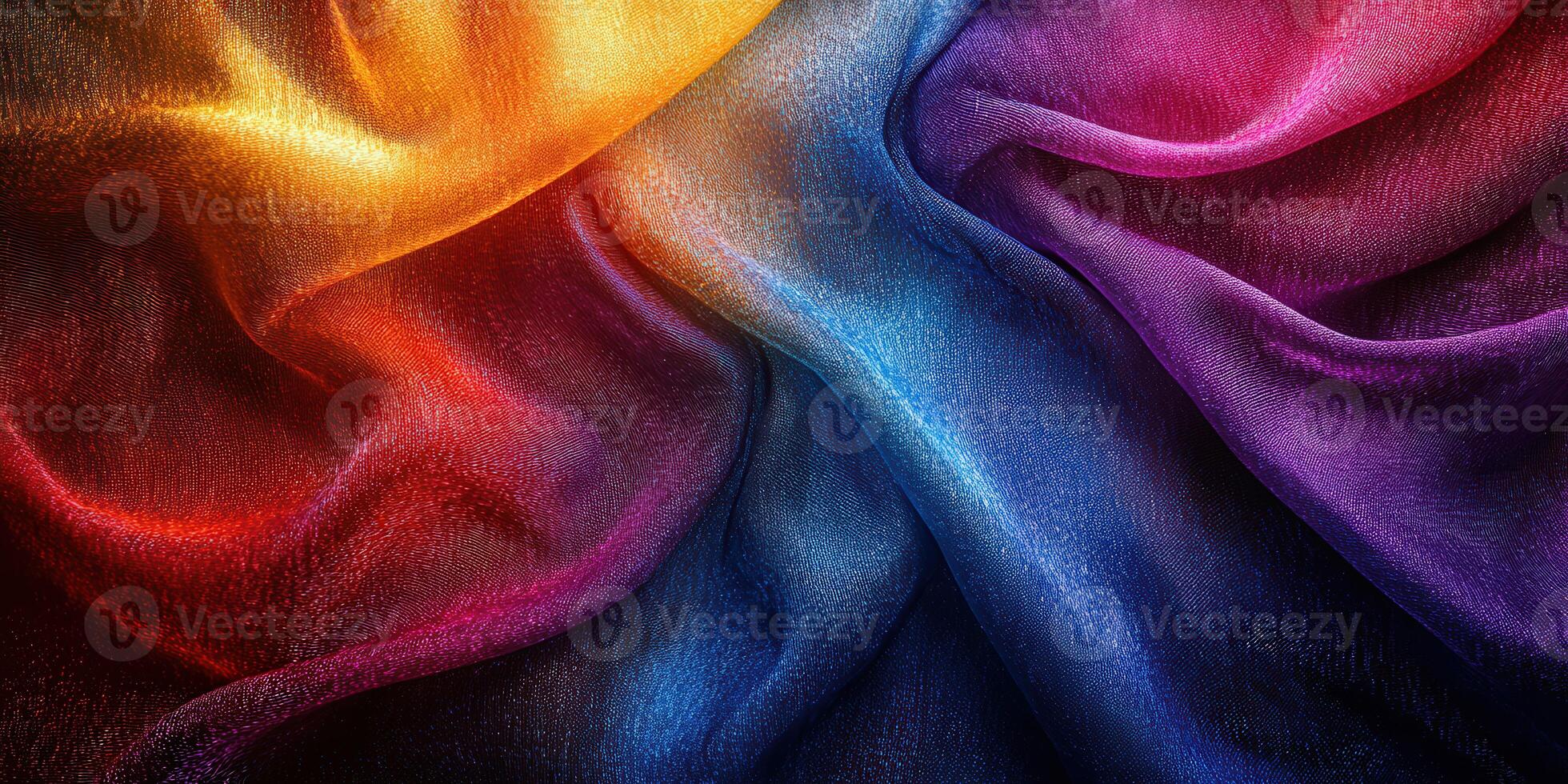 Colorful silk fabric showcasing vibrant hues and smooth textures photo