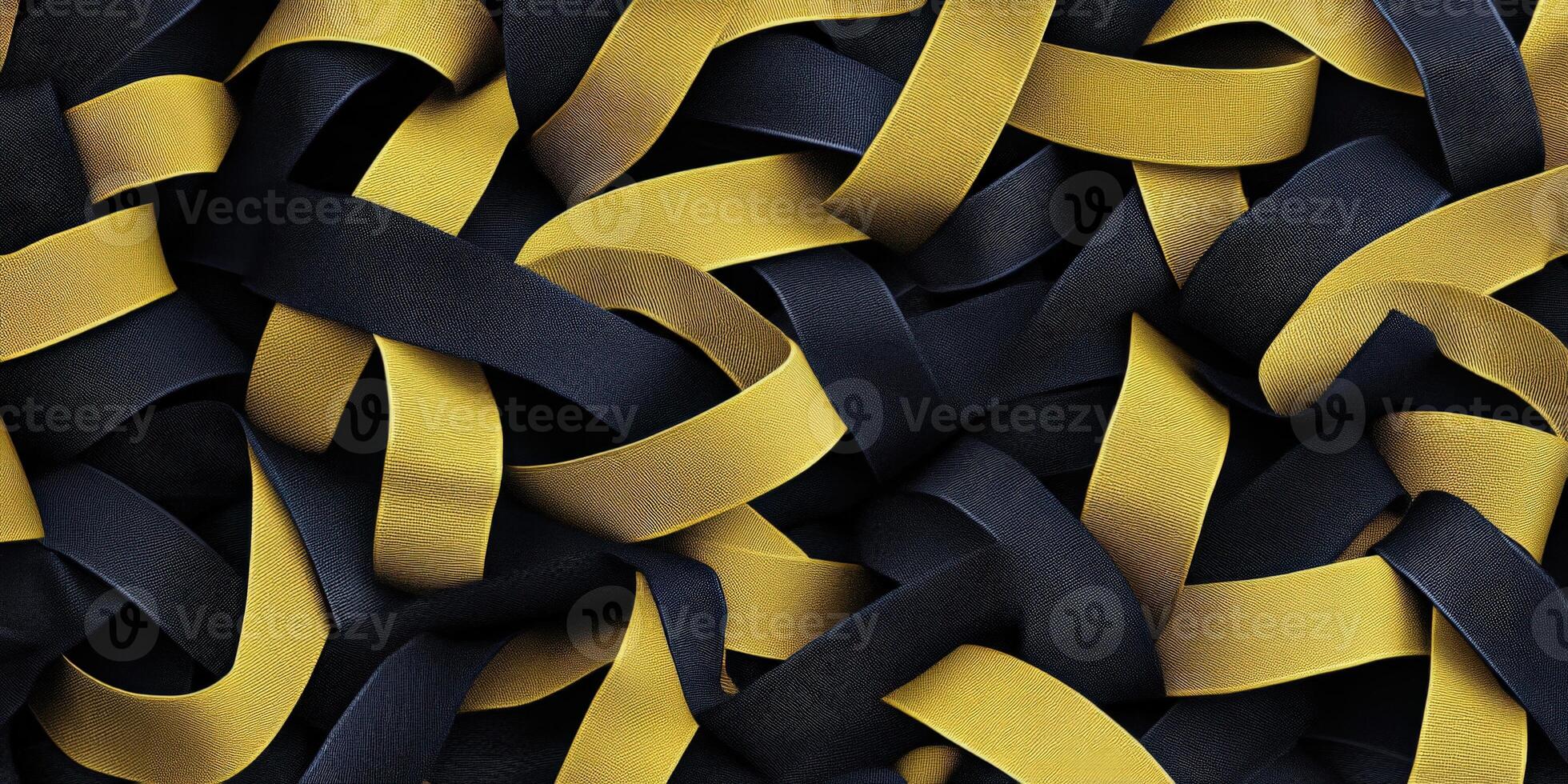 Textured pattern featuring intertwined black and yellow ribbons in a design photo