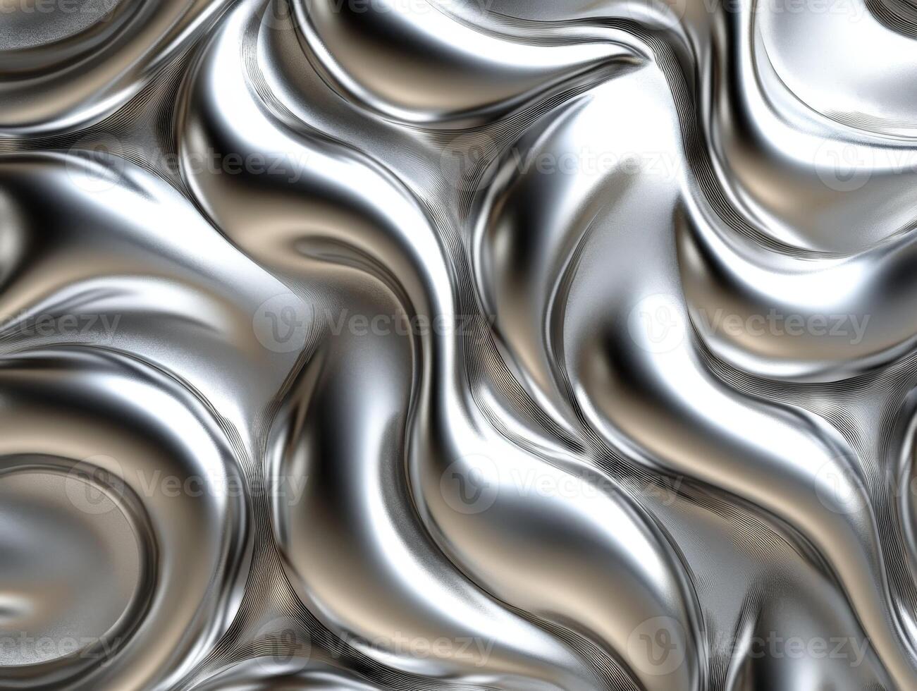 Shimmering silver fluid texture creating dynamic wave patterns photo