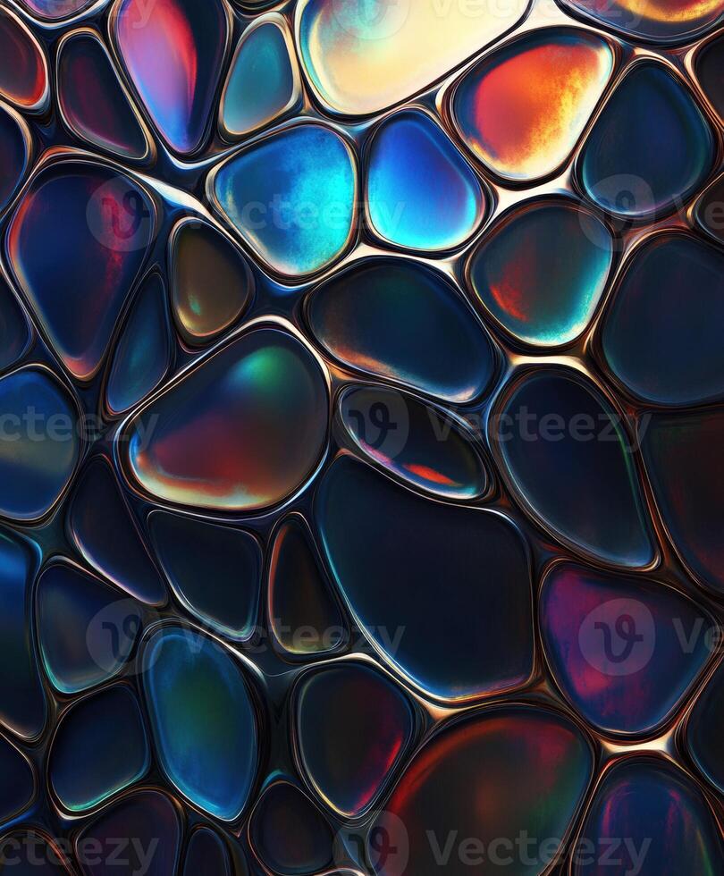 Colorful abstract shapes create a vibrant and fluid composition in darkness photo