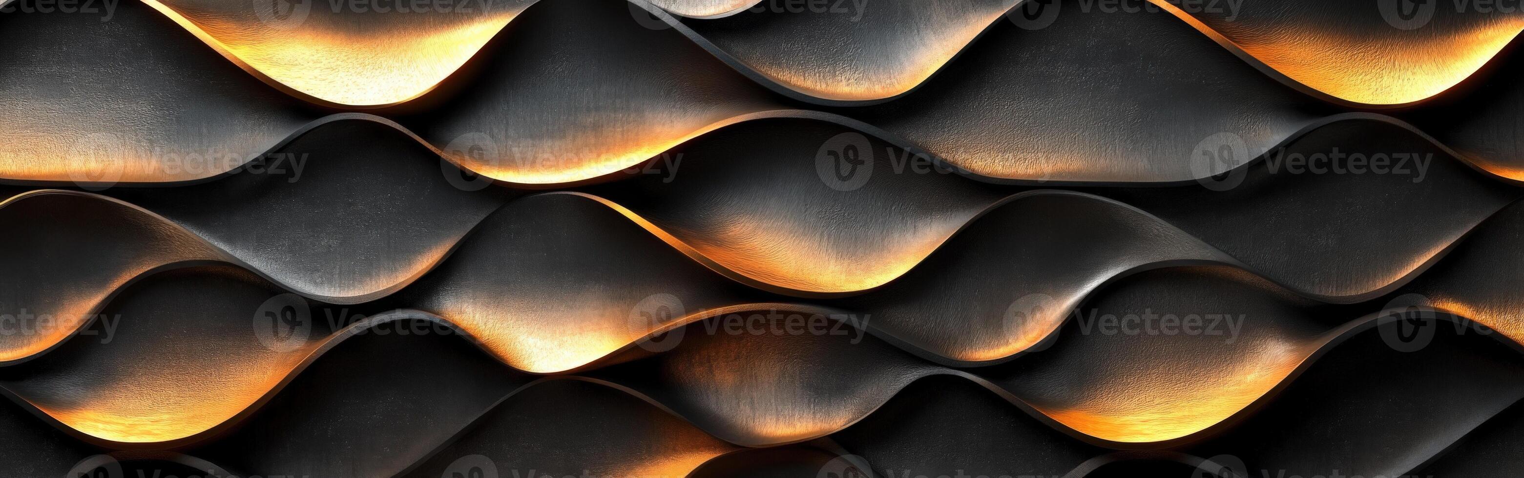 Textured wall design creating a wave pattern with soft illumination photo