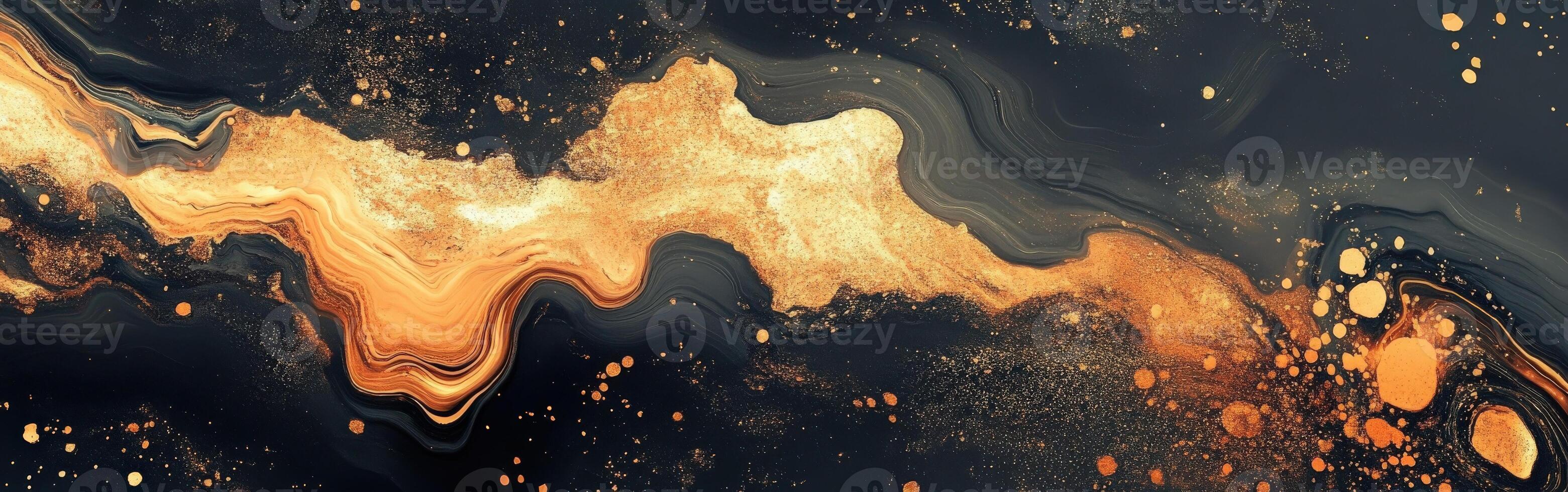 Golden abstract design with swirls and textures on a dark background photo