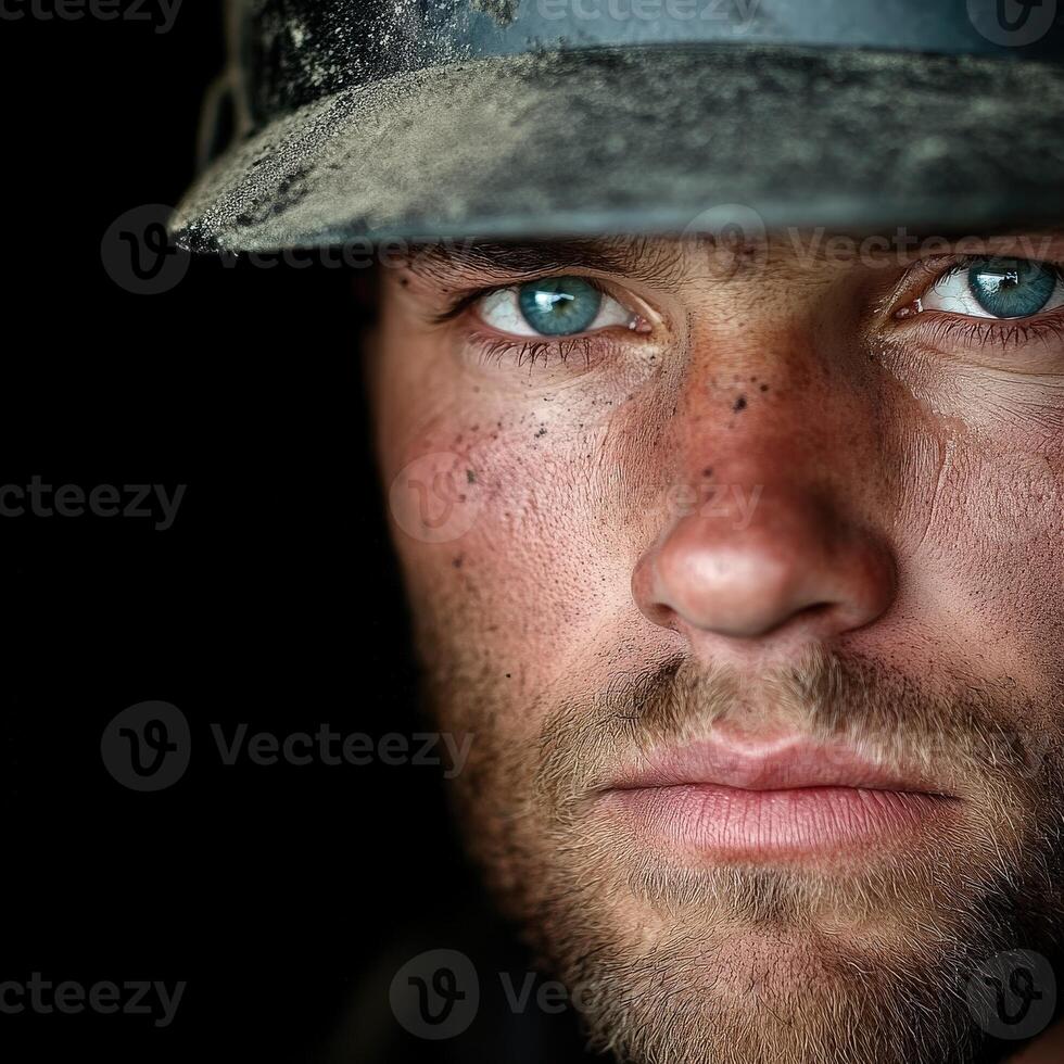 Determined miner showing grit and resilience in a challenging environment photo