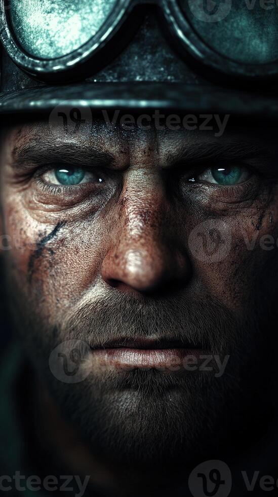 A miner appears with a focused expression, revealing the toll of hard work photo