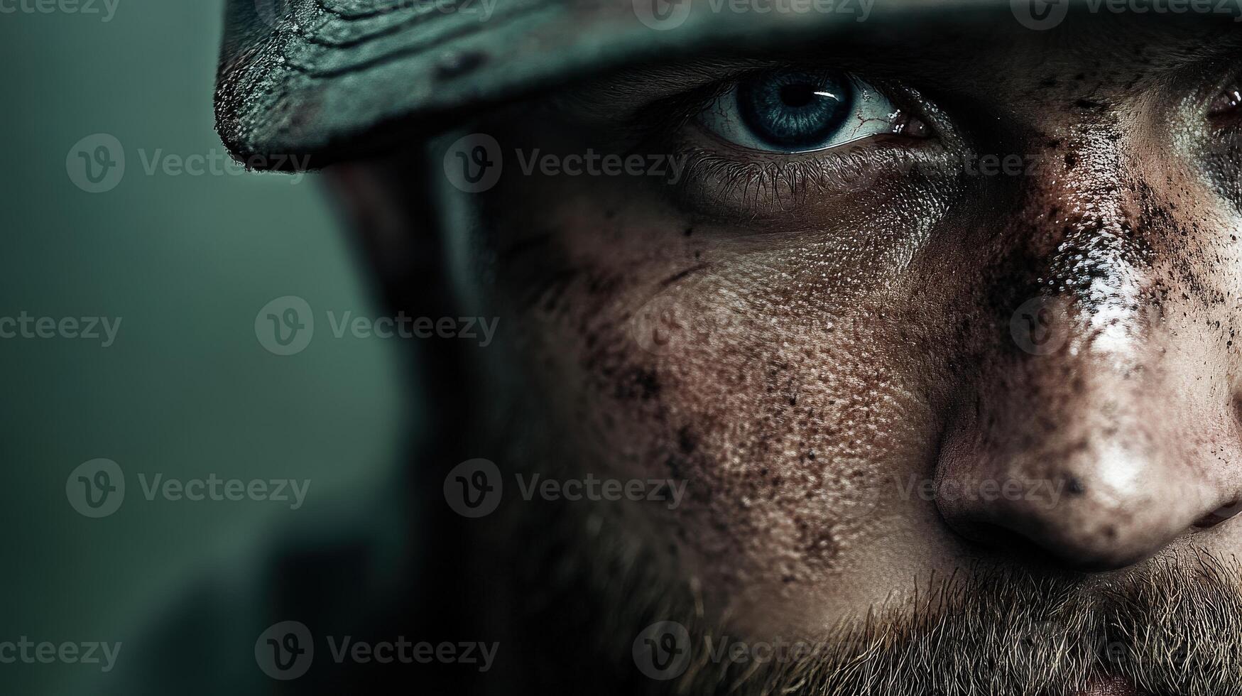 Miner displaying intense focus with dust and dirt on his face in close-up photo