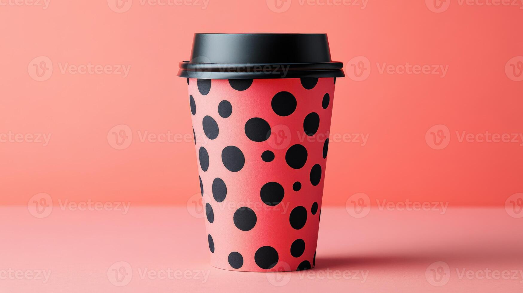 Brightly colored cup with polka dots on a pink surface during daylight photo
