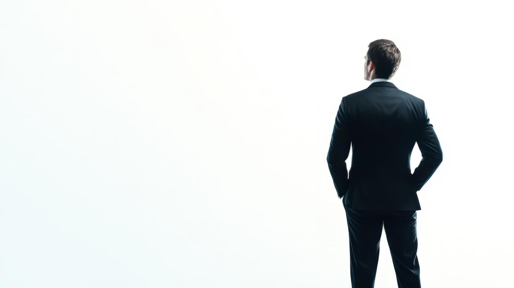 Determined Businessman Silhouette in Corporate Attire Facing Challenges photo