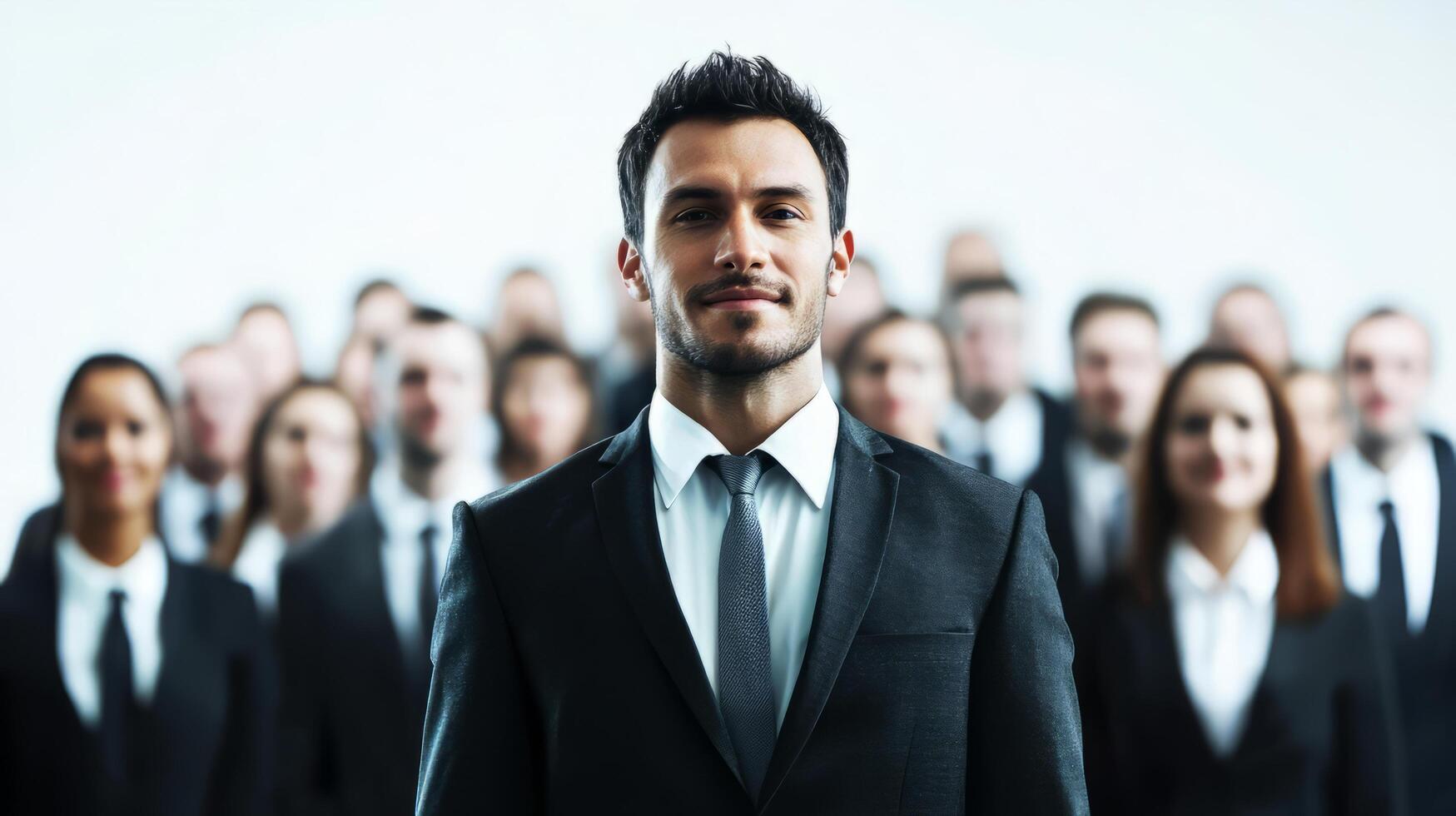 Confident Business Executive Leading Professional Team in Corporate Office Setting photo