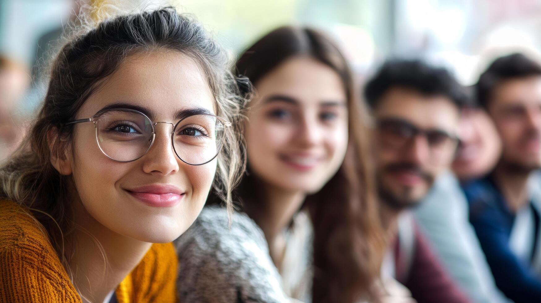A Diverse Group of Smiling Young People Collaborating and Studying Together photo