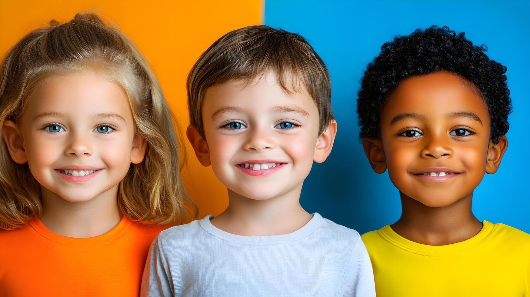 Diverse Group of Smiling Children in School Setting,Portraying Happiness,Friendship and Inclusive Education photo