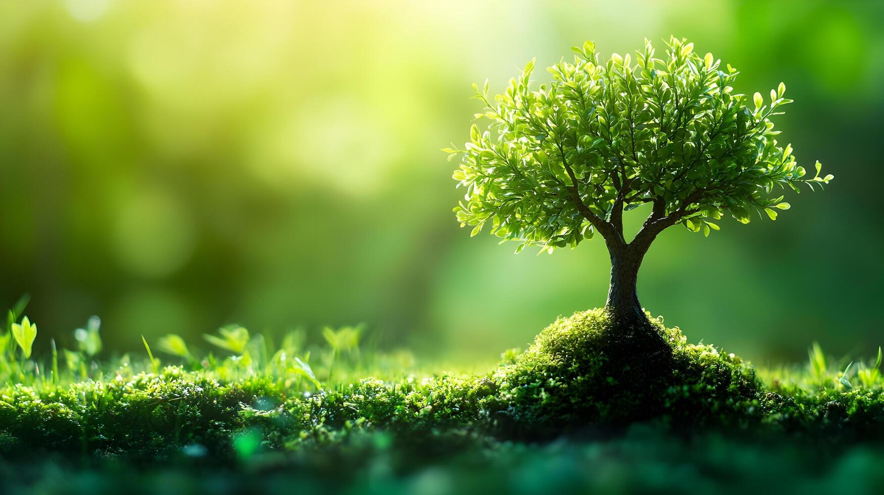 Thriving Tree in Lush Green Environment,Nature Conservation and Protection Concept photo