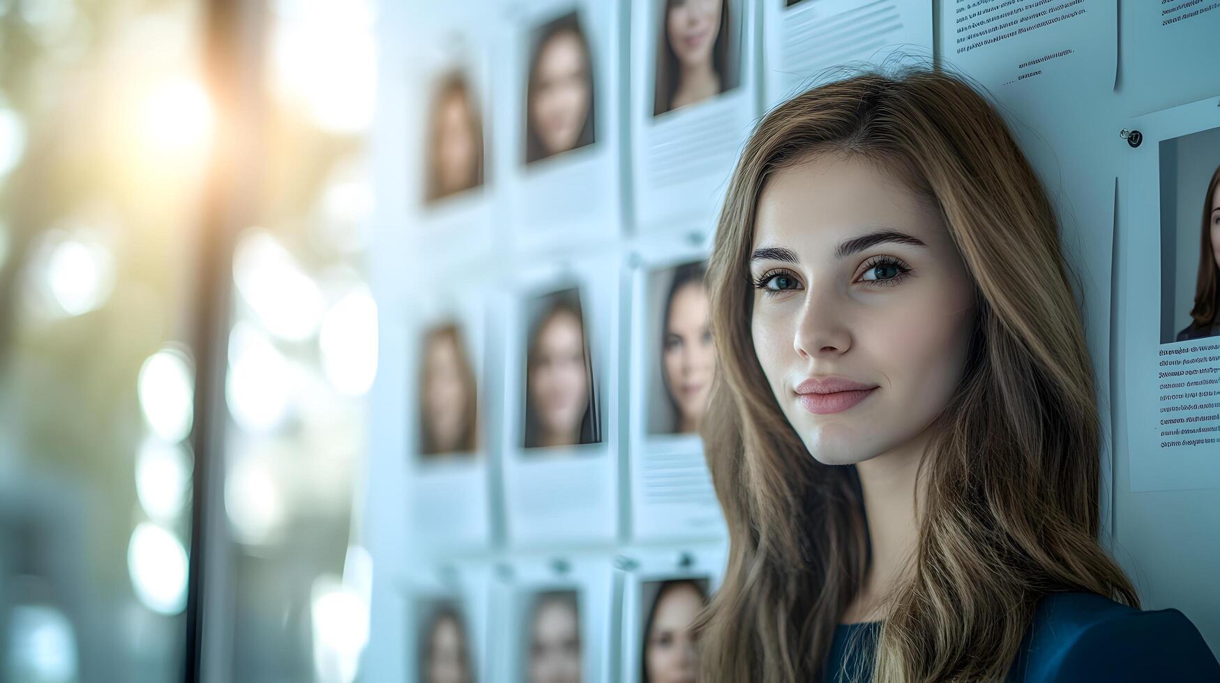 Recruiter Evaluating Candidate Resumes and Headshots for Talent Selection photo
