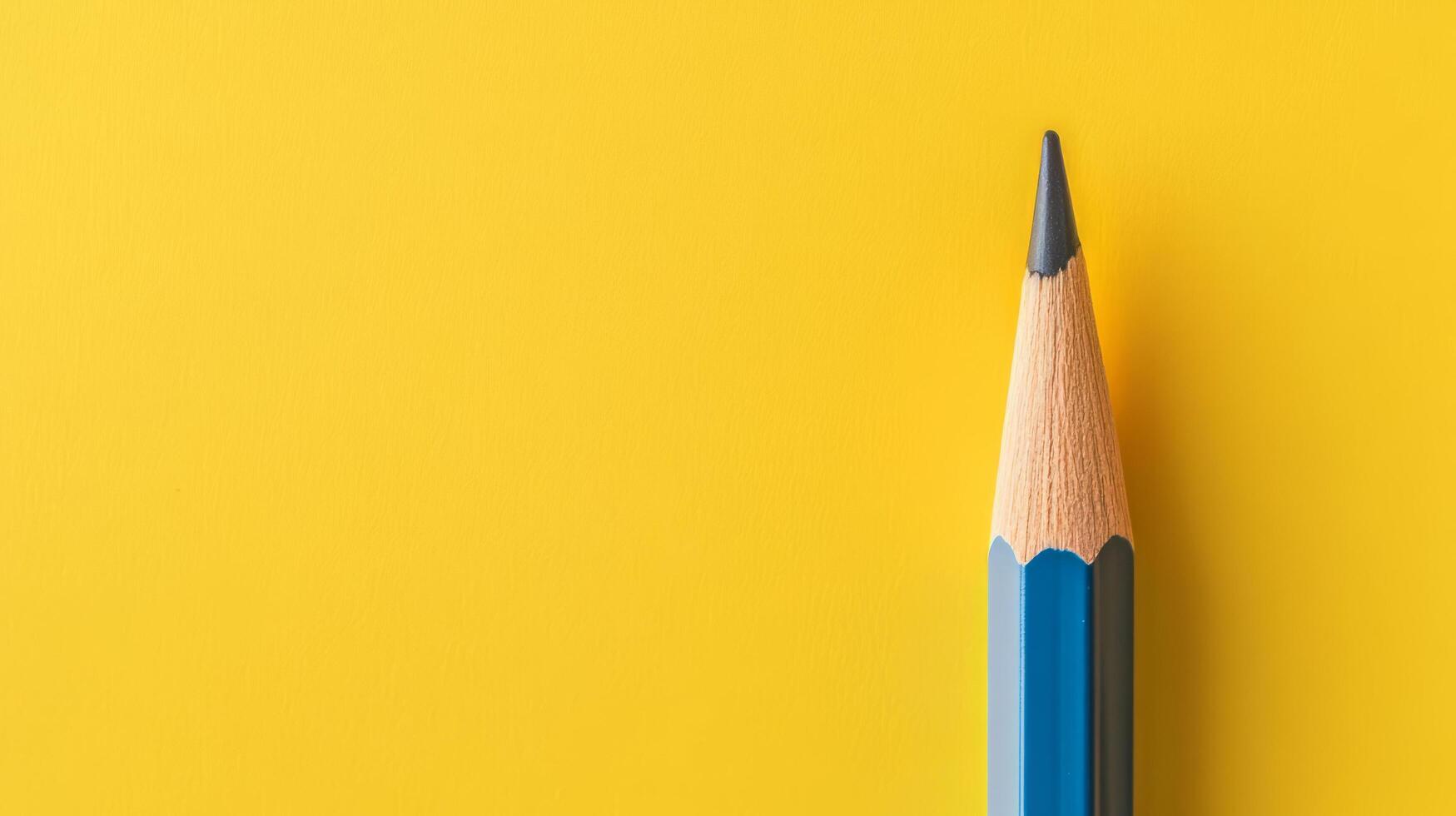 Sharpened Yellow Pencil on Vibrant Yellow Background with Copy Space photo