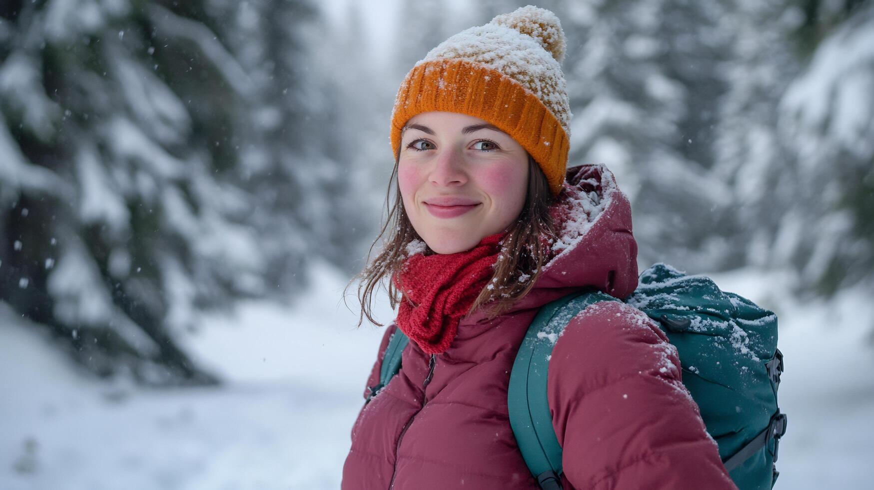 Adventurous Hike in a Snowy Winter Wonderland Landscape photo