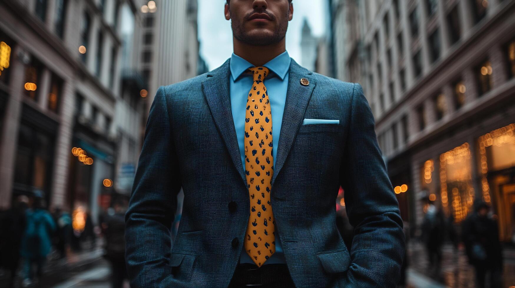 Confident Businessman Strolling in Urban City Street photo
