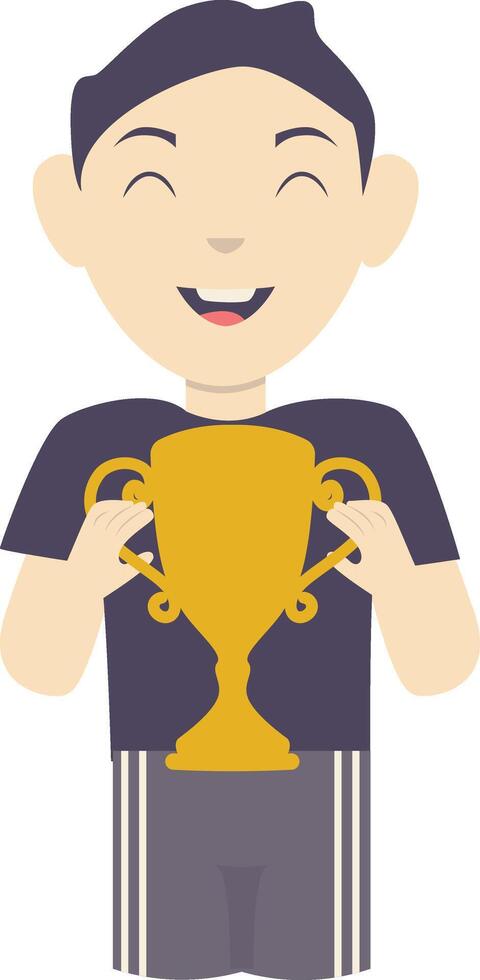 Cute Boy Winner Trophy vector