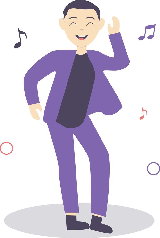 Guy Dancing Illustration in Happy Expression vector