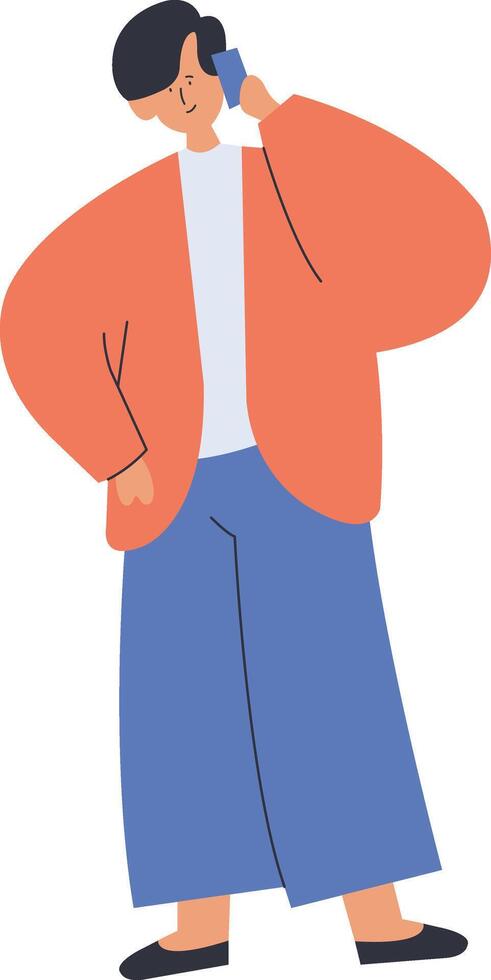 Businessman Illustration Holding Phone vector