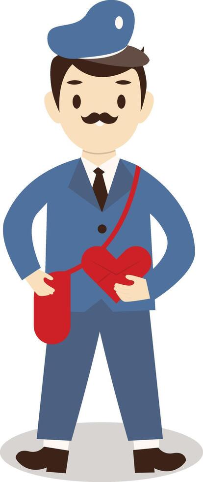 Postman Character Holding Red Heart vector