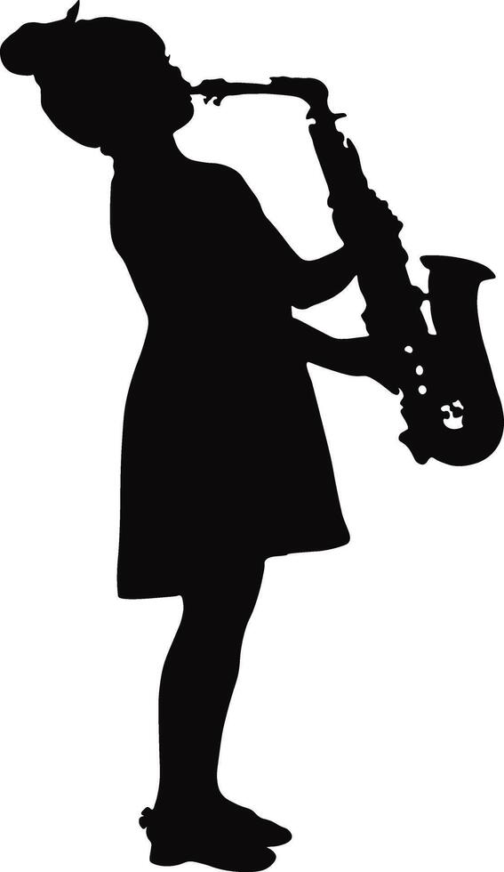 Silhouette of Woman Playing Jazz Saxophone Player vector